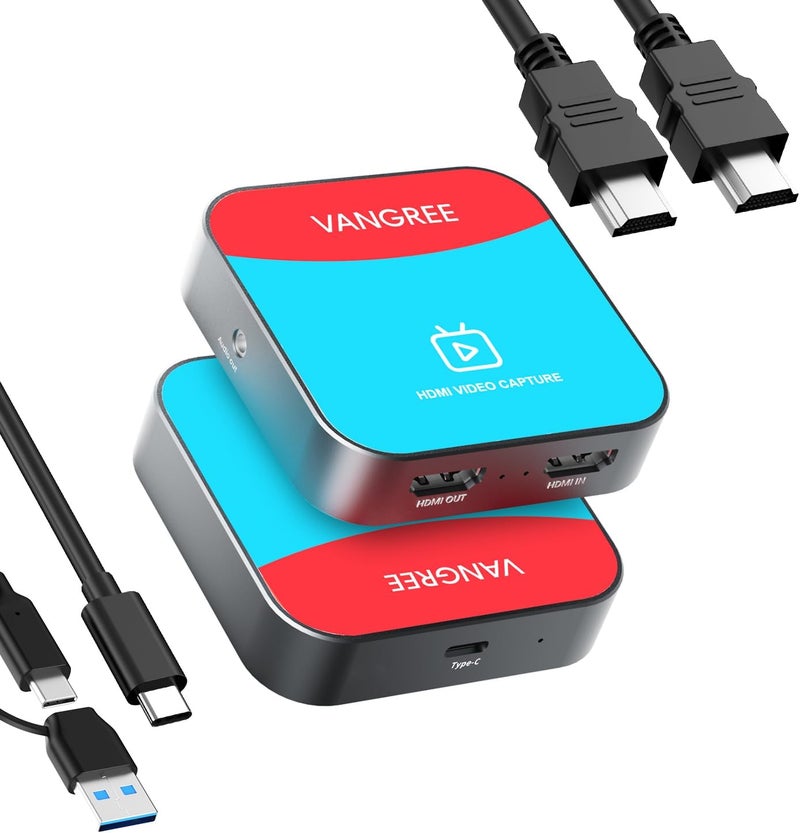 VANGREE Capture Card for Nintendo Switch, 4K Audio Video Capture Card, USB C 3.0 1080P 60FPS HDMI Recorder for Gaming/Live Streaming/Video Conference, Works for Nintendo Switch 2/PS5/Xbox/OBS/Camera/PC - Image 1